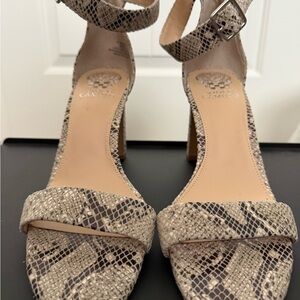 Vince Camuto Snakeskin Heels - Cream and Brown